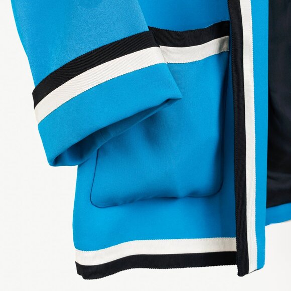 Gucci PF/18 Blue Belted Trimmed Stretch Viscose Oversized Jacket - Picture 6 of 10